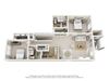 This is a 3D floor plan of a 1135 square foot 2 bedroom Retreat at The Sanctuary at Fishers Apartments in Fishers, IN.